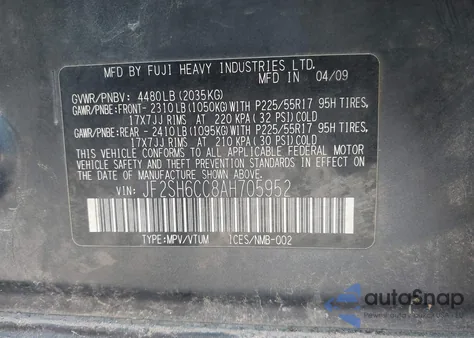 2010 Subaru Forester 2.5X Premium from USA, damaged, VIN JF2SH6CC8AH705952